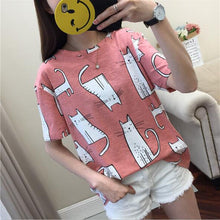 Load image into Gallery viewer, Cute Cat T shirt